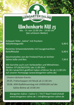Wochenkarte KW 23 - Biergarten Saline