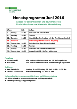 Monatsprogramm Juni 2016