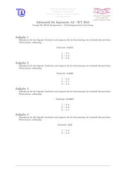 Informatik f&uuml;r Ingenieure A2 - WT 2016 Aufgabe 1 Aufgabe 2