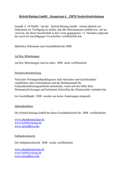 J&auml;hrliches Dokument zum Gesch&auml;ftsbericht 2008
