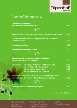 Alpenhof Sommerkarte
