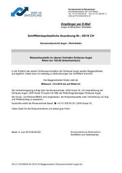 SA Nr. 05/16 CH - Baggerarbeiten Schleusenvorhafen Augst