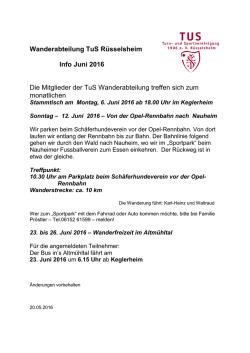 Wanderabteilung - TUS Rüsselsheim