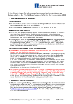 Informationen zur Online-Einschreibung f&uuml;r Lehrveranstaltungen
