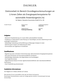 Doktorarbeit im Bereich Grundlagenuntersuchungen an Li