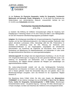 Technische/r Assistent/in - Justus-Liebig