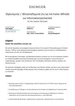 Diplomjurist / Wirtschaftsjurist (m/w) mit hoher Affinit&auml;t zur