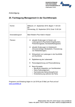 Kassel 25. Fachtagung Management in der Suchttherapie