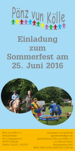 Einladung zum Sommerfest am 25. Juni 2016