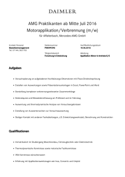 AMG Praktikanten ab Mitte Juli 2016 Motorapplikation