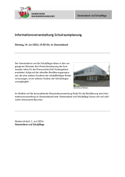 Informationsveranstaltung Schulraumplanung