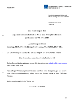 Informationen zur Einschreibung