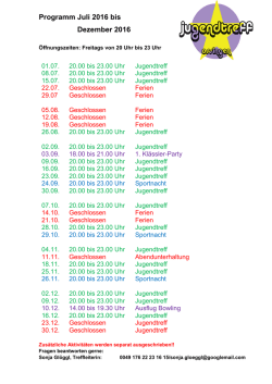 Programm Juli 2016 bis Dezember 2016