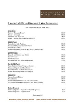 I men&ugrave; della settimana / Wochenmenu