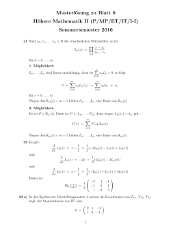 Musterlösung zu Blatt 6 Höhere Mathematik II (P/MP/ET/IT/I