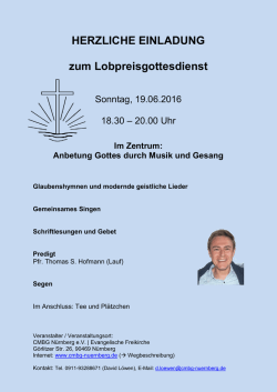 HERZLICHE EINLADUNG zum Lobpreisgottesdienst