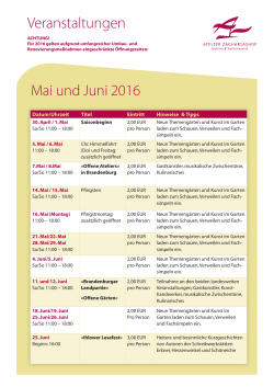 Veranstaltungen Mai und Juni 2016