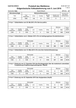Eidgen&ouml;ssische Volksabstimmung vom 5. Juni 2016 Protokoll