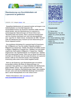 &Uuml;berdosierung von Durchfallmitteln mit Loperamid ist gef&auml;hrlich