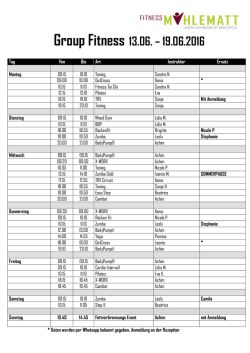 Group Fitness 13.06. &ndash; 19.06.2016