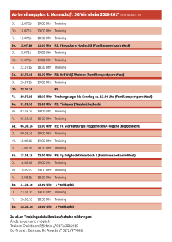Vorbereitungsplan 1. Mannschaft SG Viernheim 2016