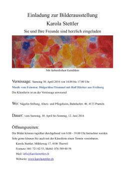 Einladung zur Ausstellung von Karola Stettler