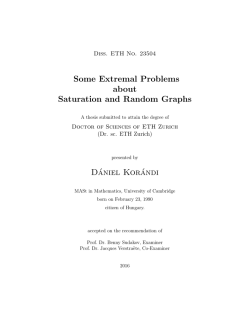 Some Extremal Problems about Saturation and - ETH E
