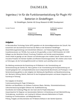Ingenieur/-in f&uuml;r die Funktionsentwicklung f&uuml;r PlugIn HV