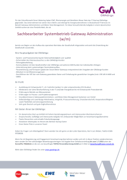 Stellenausschreibung Sachbearbeiter Systembetrieb
