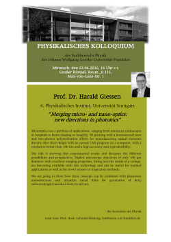 PHYSIKALISCHES KOLLOQUIUM Prof. Dr. Harald Giessen