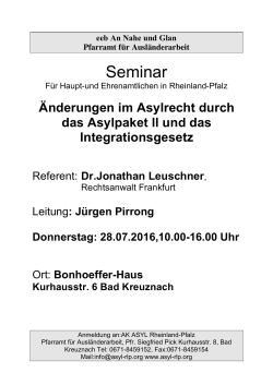 Seminar - Aktiv für Flüchtlinge in Rheinland