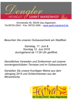 Plakat Stadtfest - Weingut Sankt Marienhof
