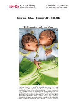 Saarbrücker Zeitung – Pressebericht v. 08.06.2016