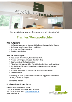 Tischler/Montagetischler - Forum
