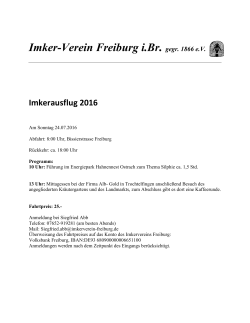 Program Imkerausflug 2016 - beim Imkerverein Freiburg eV