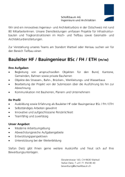 Bauleiter HF / Bauingenieur BSc / FH / ETH (m/w)