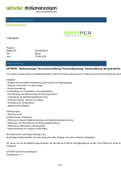 OPTIPER - Stellenanzeige, Personalvermittlung, Personalberatung