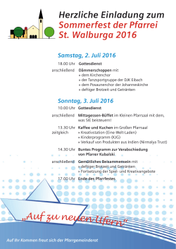 Herzliche Einladung zum Sommerfest der Pfarrei St. Walburga 2016