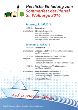Herzliche Einladung zum Sommerfest der Pfarrei St. Walburga 2016