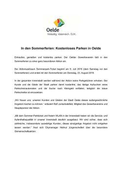 In den Sommerferien: Kostenloses Parken in Oelde