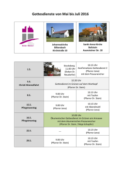 Gottesdienstplan Mai