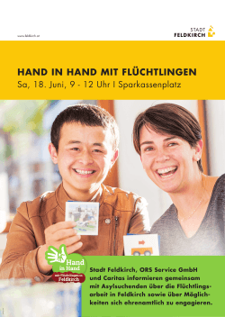 Plakat - Hand in Hand mit Flüchtlingen in Vorarlberg