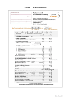 “Gesund schwanger“: Screeningfragebogen