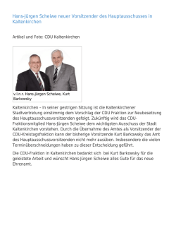Hans-J&uuml;rgen Scheiwe neuer Vorsitzender des Hauptausschusses in