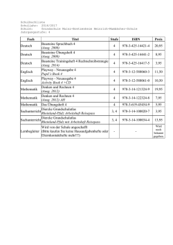 Schulbuchlisten 2016/2017 für die 4.Klassen