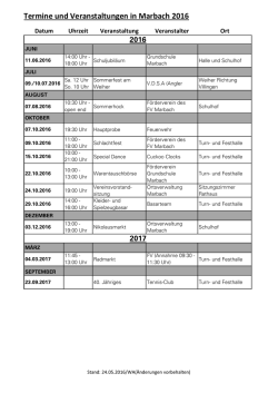 Veranstaltungsliste 2016 - Villingen