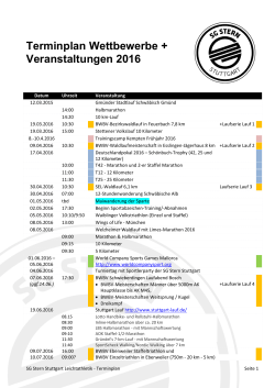 Terminplan Wettbewerbe + Veranstaltungen 2016