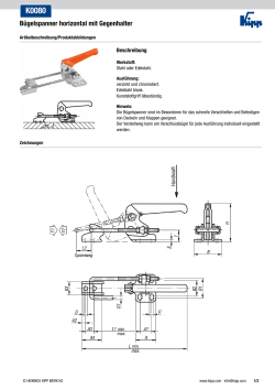 Datenblatt K0080 Bügelspanner horizontal mit Gegenhalter