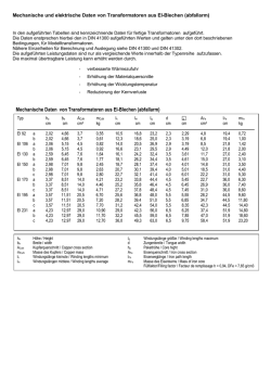 Mechanische Daten von Transformatoren aus EI-Blechen