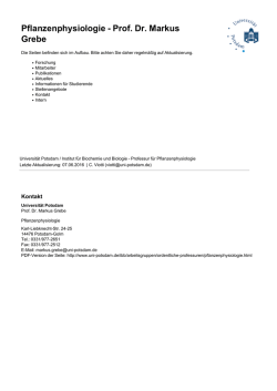 Pflanzenphysiologie - Prof. Dr. Markus Grebe